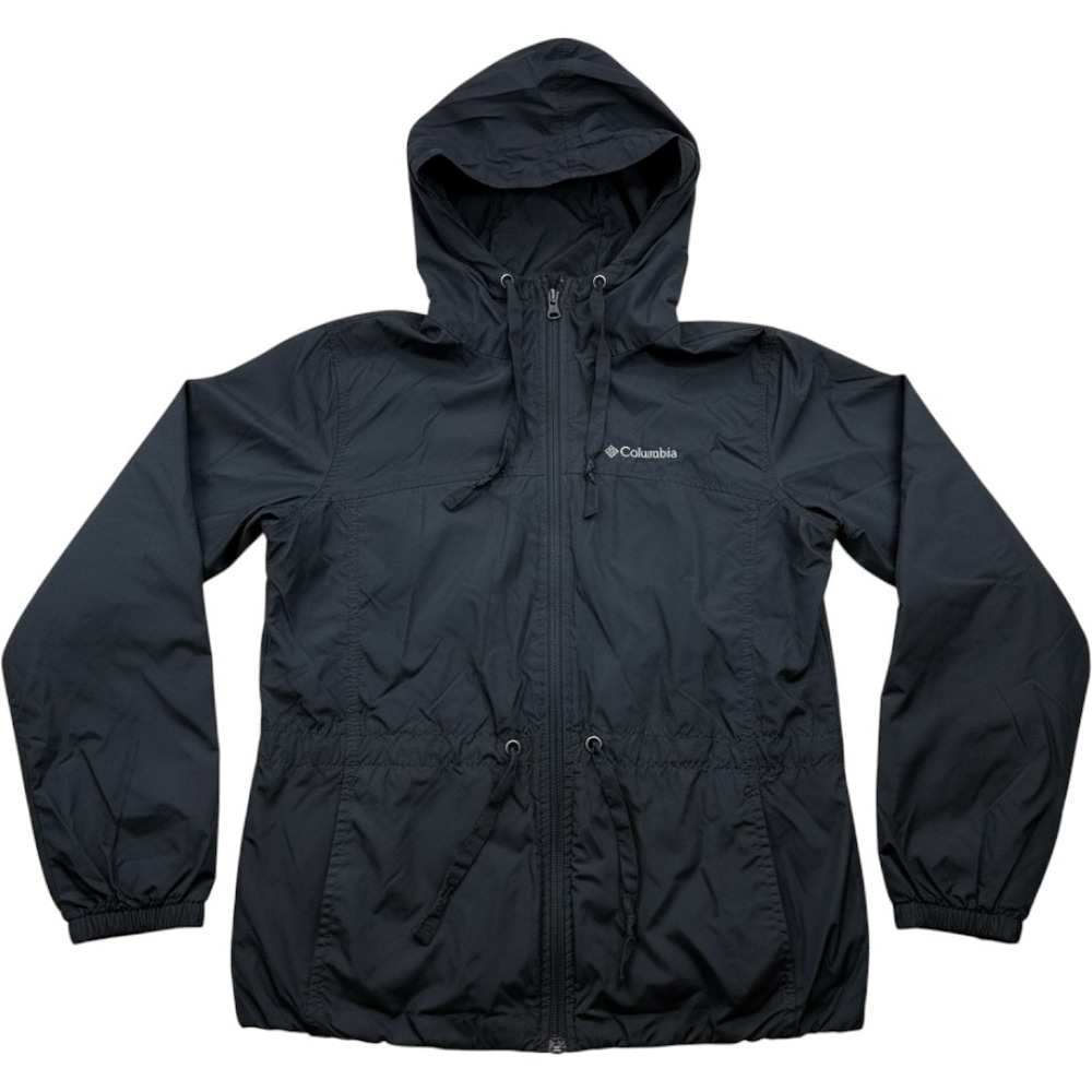 Columbia Sportswear Womens Black Hooded Windbreaker Jacket Medium Full Zip